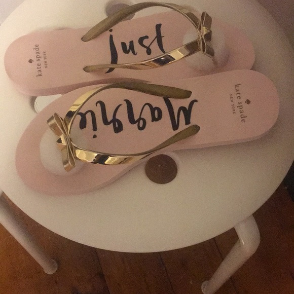 kate spade Shoes - Nayla Just Married Metallic Kate Spade Flip Flops